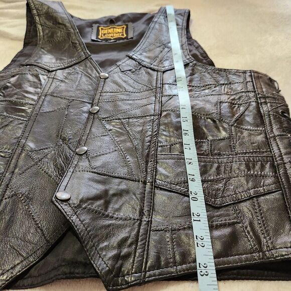 Genuine Leather Motorcycle Vest For Men Size Medium Black Buffallow Leather A3 - Picture 7 of 12